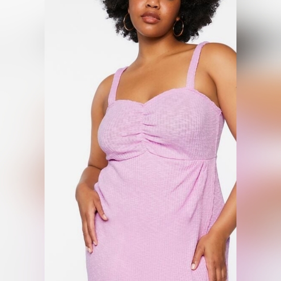 FOREVER 21 3X Plus Knee Length Dress Wisteria Lavender/Pink NWT Sweetheart Neck - Picture 9 of 14